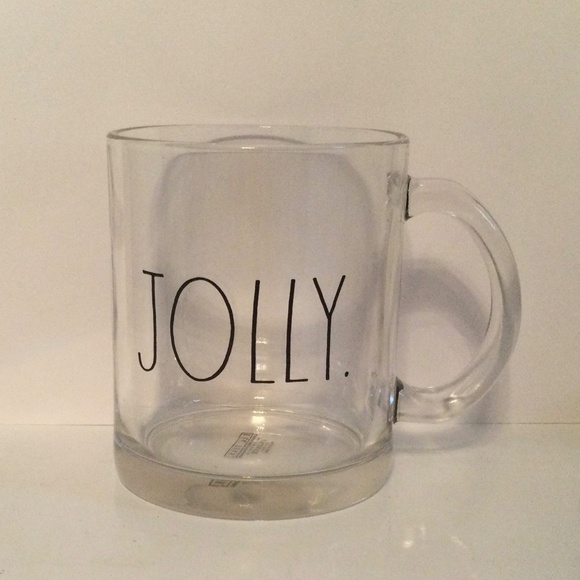 Rae Dunn “JOLLY.” Christmas Glass 18 oz Mug New In Box - Picture 1 of 4
